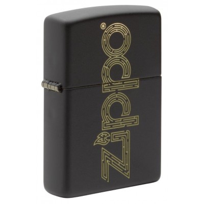 美版 Zippo Lighter 迷宮線條標誌 Black Matte Laser Engrave 49598
